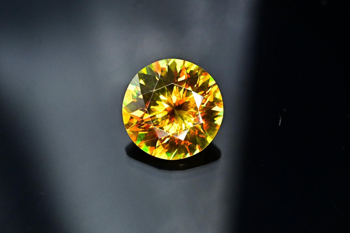 Natural Fire Sphene Gemstone: Round Cut, 5.85 CT, Himalayan Origin