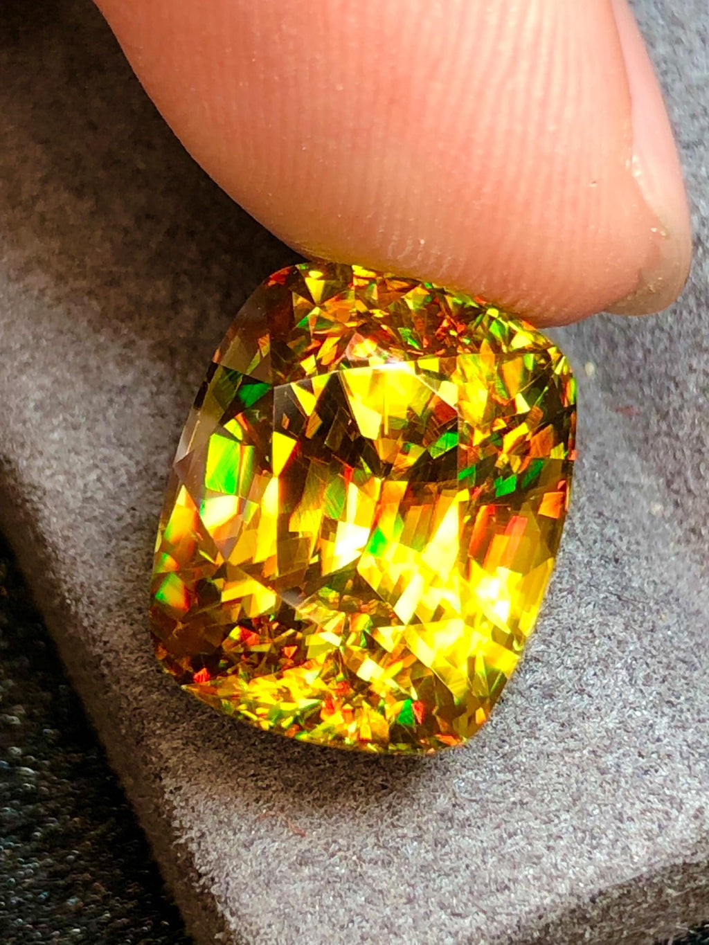 Primum Quality  Cushion Cut Sphene Gemstone: Greenish Yellow Titanite, August Birthstone