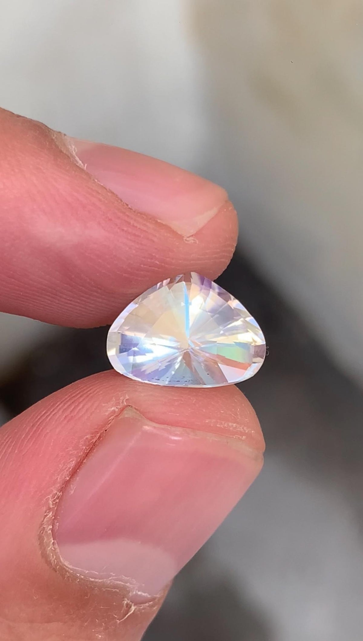 Rainbow Moonstone Gemstone: 4.65 CT Madagascar Teardrop, VVS Clarity
