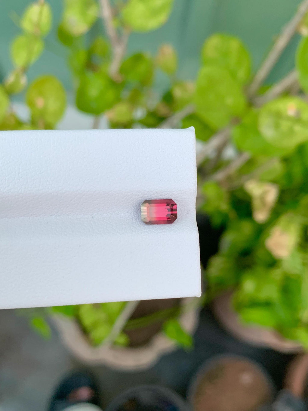 Emerald-Cut Bi-Color Tourmaline Gemstone: Pink Jewelry Stone, 1.15 CT
