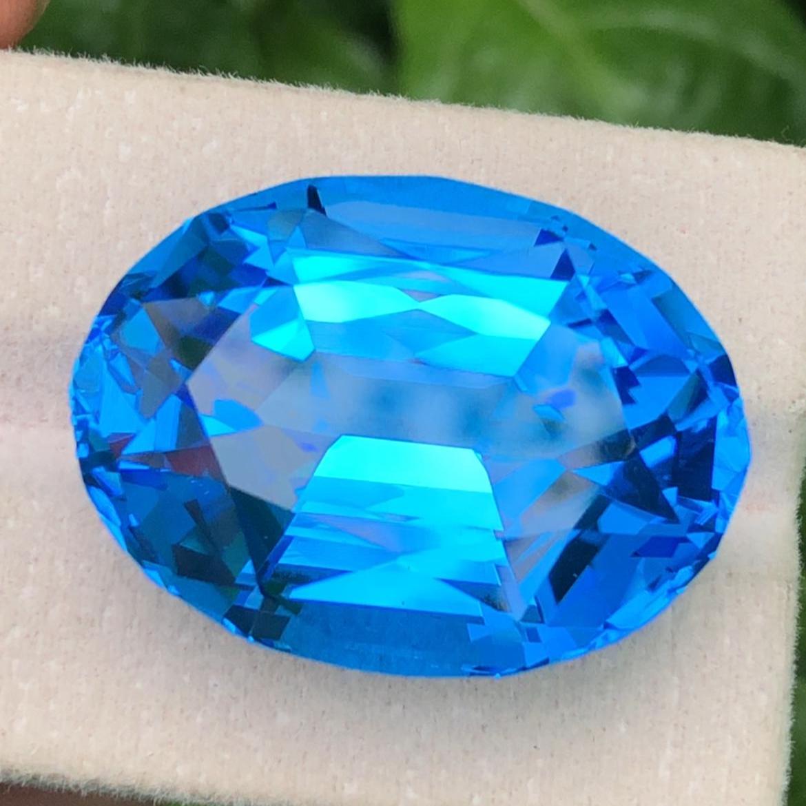 Blue Topaz 70ct Oval Cut – Electric Blue from Skardu Pakistan, 28x21x15mm
