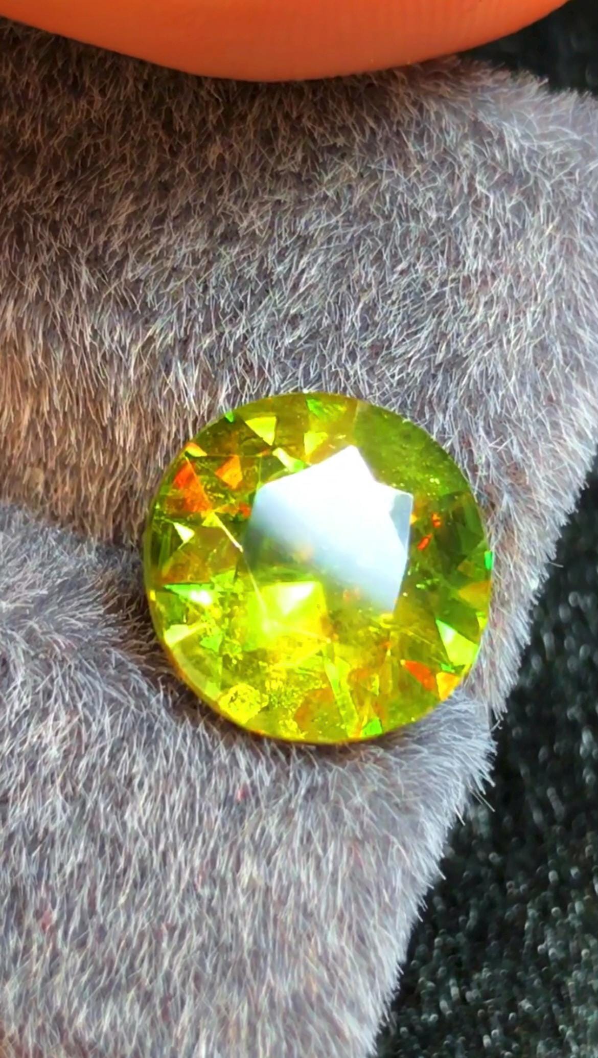 Green Sphene 3.20 ct Round Cut Green Gemstone from Skardu Pakistan
