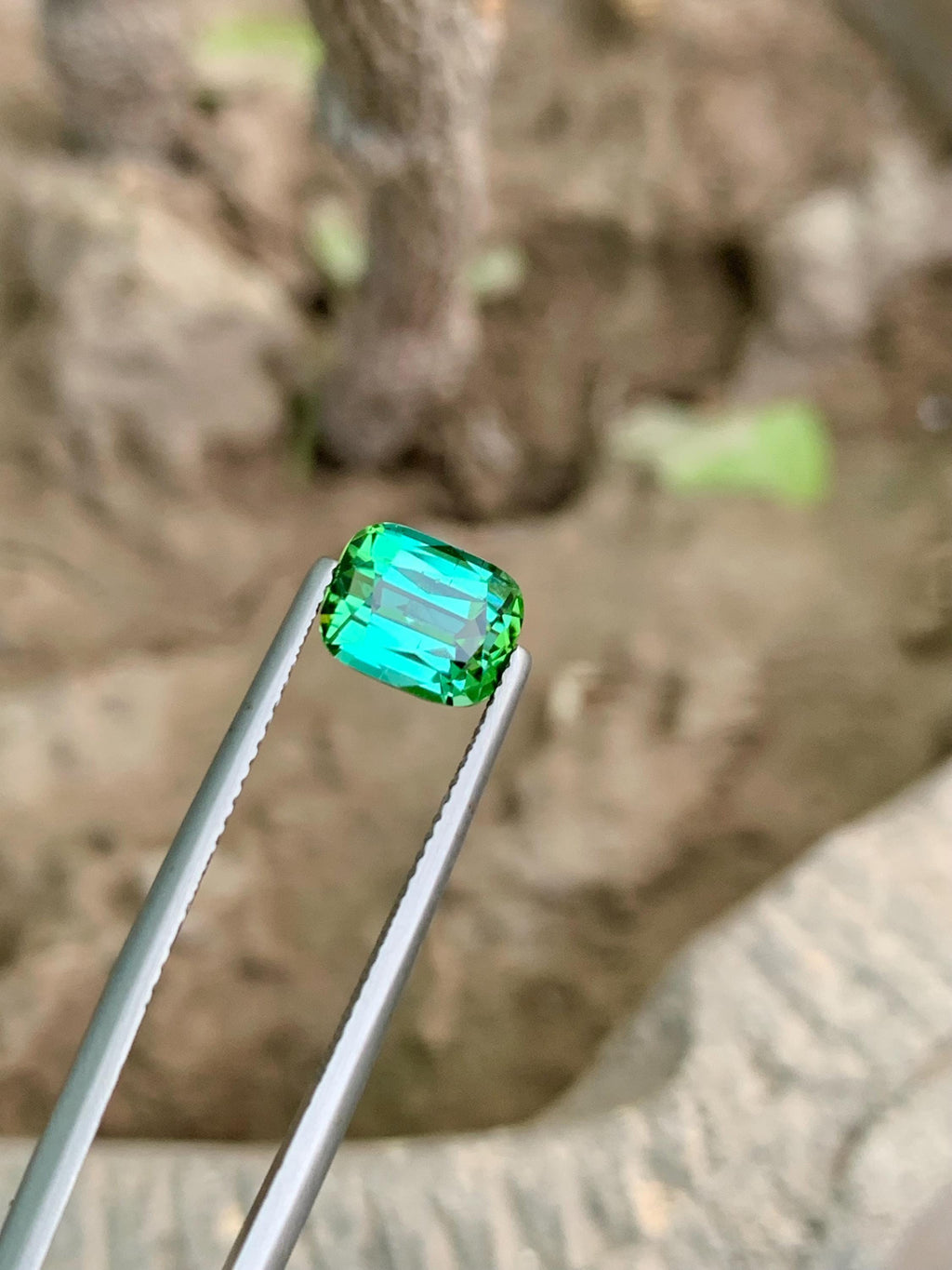 Natural Bluish Green Tourmaline Gemstone: Cushion Cut, 2.60 CT