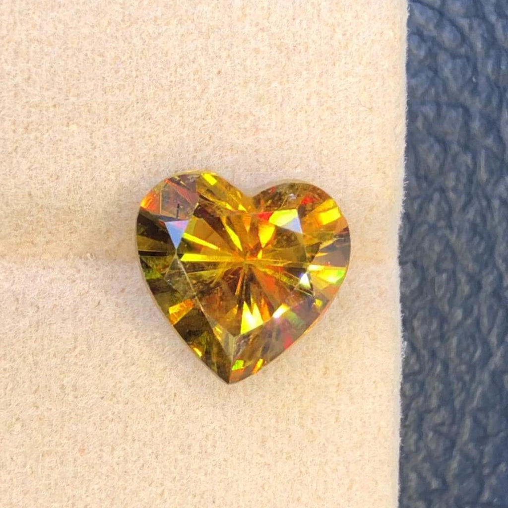 Heart Sphene Gemstone: 6.30 CT Greenish Yellow Titanite Stone