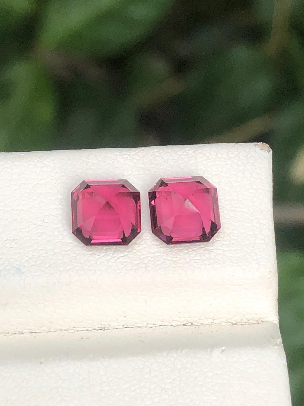 Malaya Garnet Pair 3.45ct Asscher Cut – Vibrant Peach-Pink Color