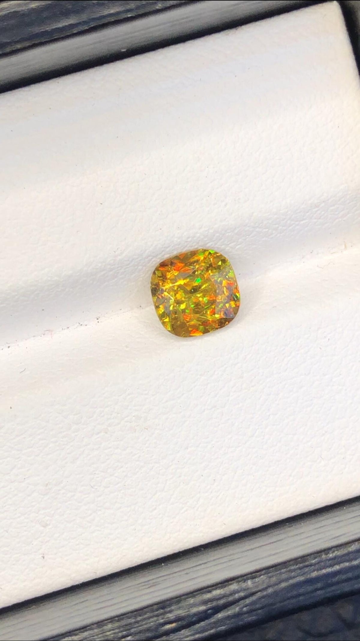 Cushion Cut Sphene Gemstone 1.40 CT: Yellow/Red/Orange Rare Titanite
