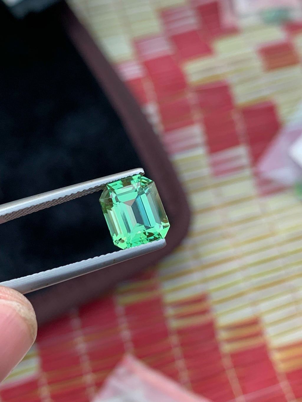 Emerald Cut Green Tourmaline Gemstone: Bluish Green Jewelry Stone, 3.70 CT