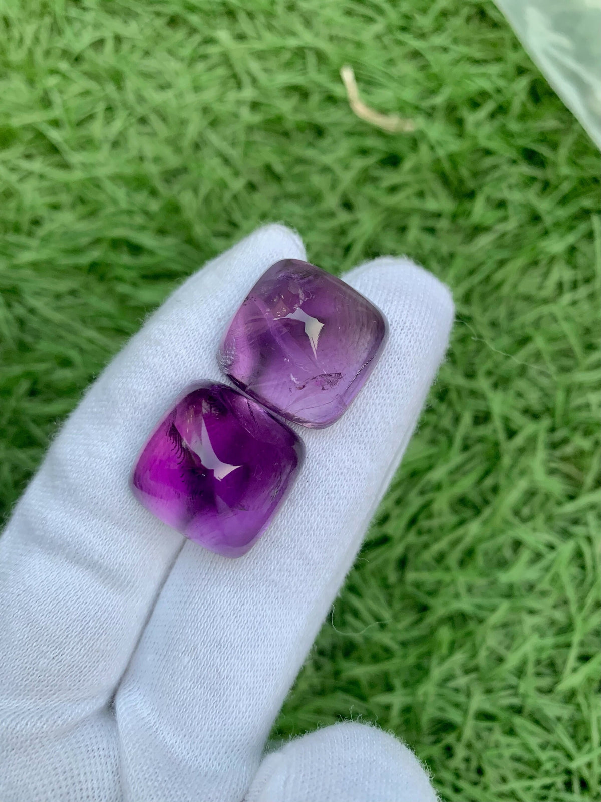 Deep Purple Amethyst Sugarloaf Cabochon Pair: 84.20 Carat Gemstone