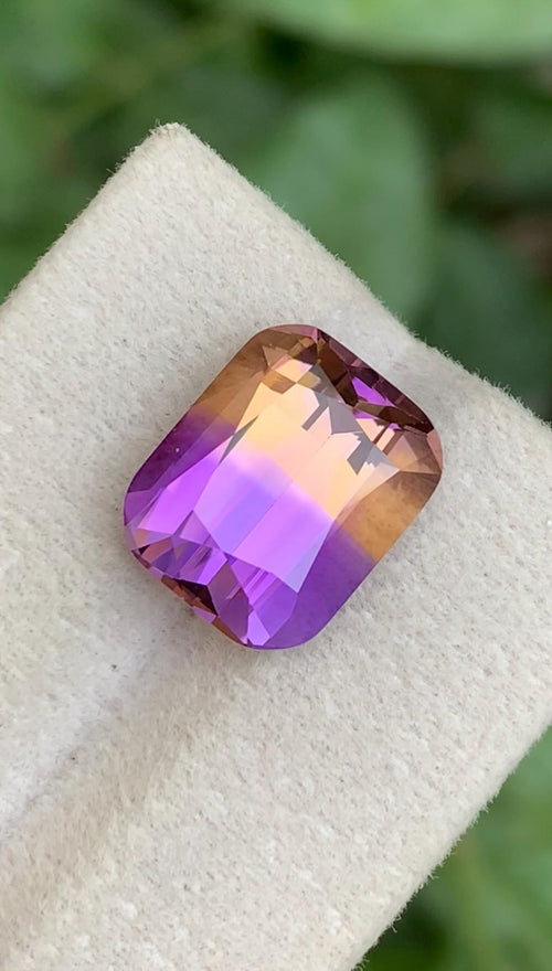 Bi Color Ametrine 8.00ct Cushion Cut Gemstone from Brazil – Purple and Golden Blend