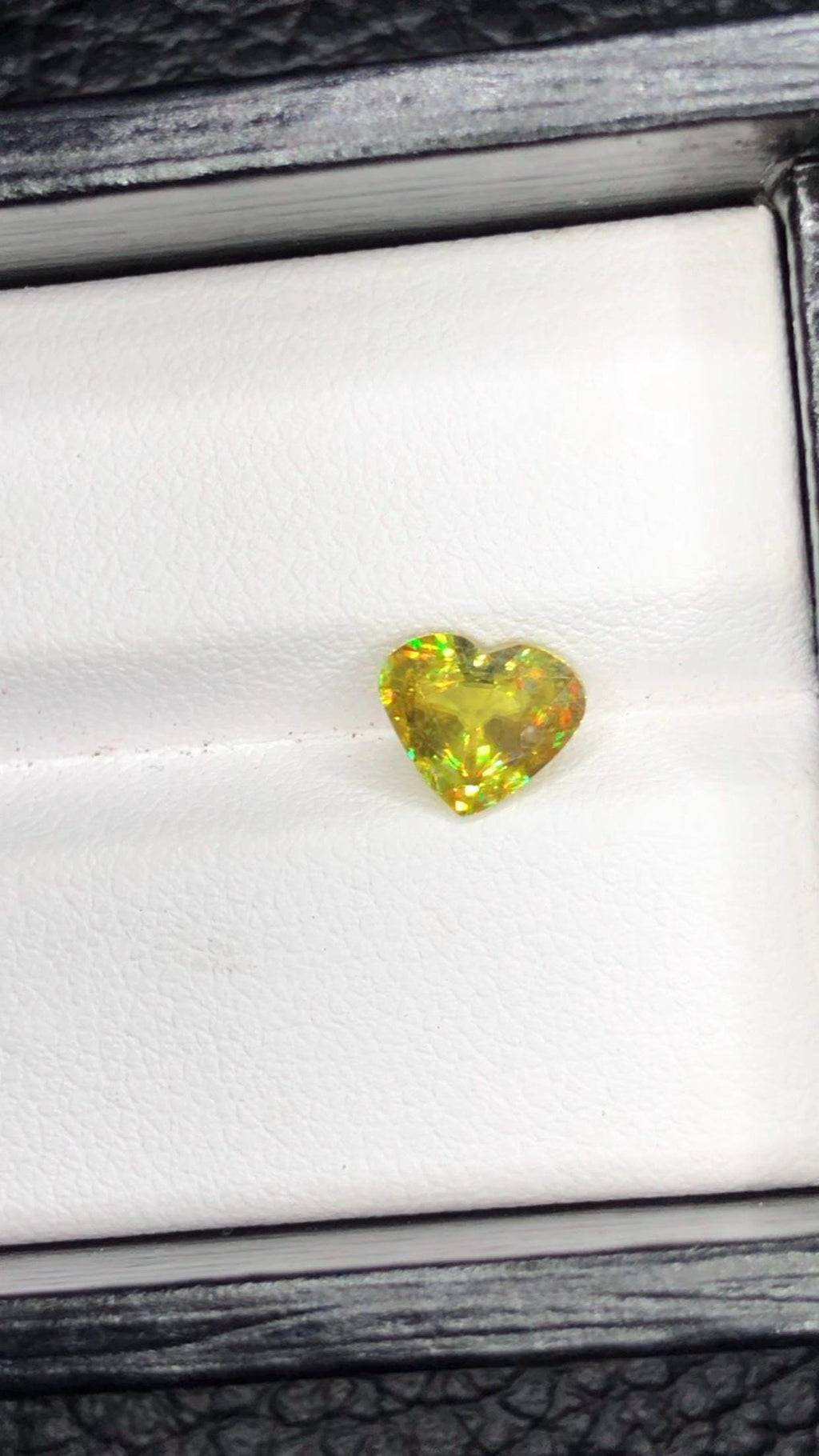 1.40 CT Heart Sphene Titanite Gemstone: Rare Faceted Yellow-Green Loose Gem