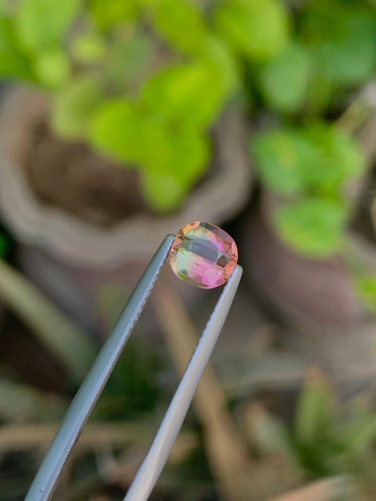 1.10 CT Bi-Color Tourmaline Gemstone: Oval Faceted Pink/Green