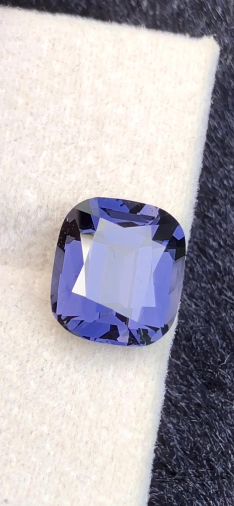 Color Change Spinel 3.54ct Cushion Cut – Purple Blue to Purple Pink with Certificate.