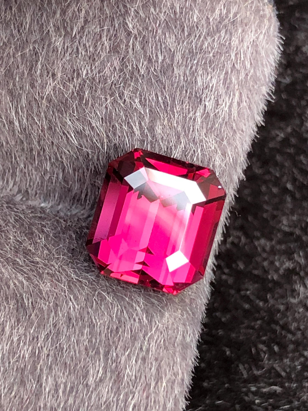 Raspberry Pink Rhodolite Garnet Emerald Cut 3.15 ct Tanzania