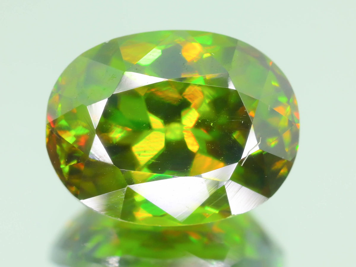 Chrome Sphene Gemstone: 1.55 Carat Faceted Oval, African Origin