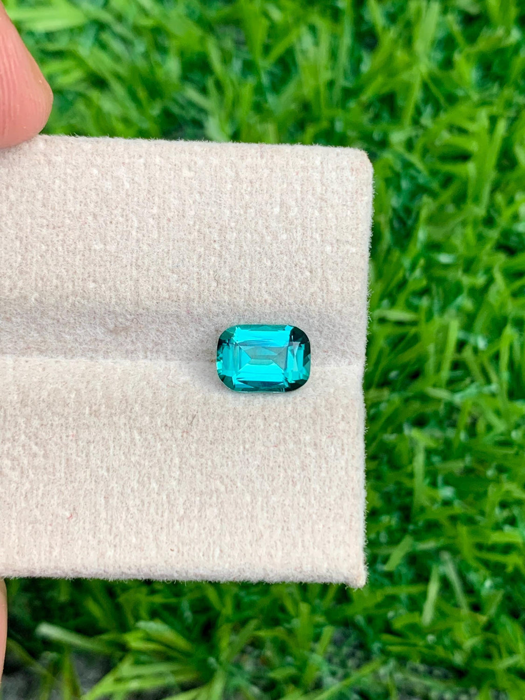 Green Tourmaline Gemstone: 0.90 CT Faceted Cushion Cut, Afghanistan