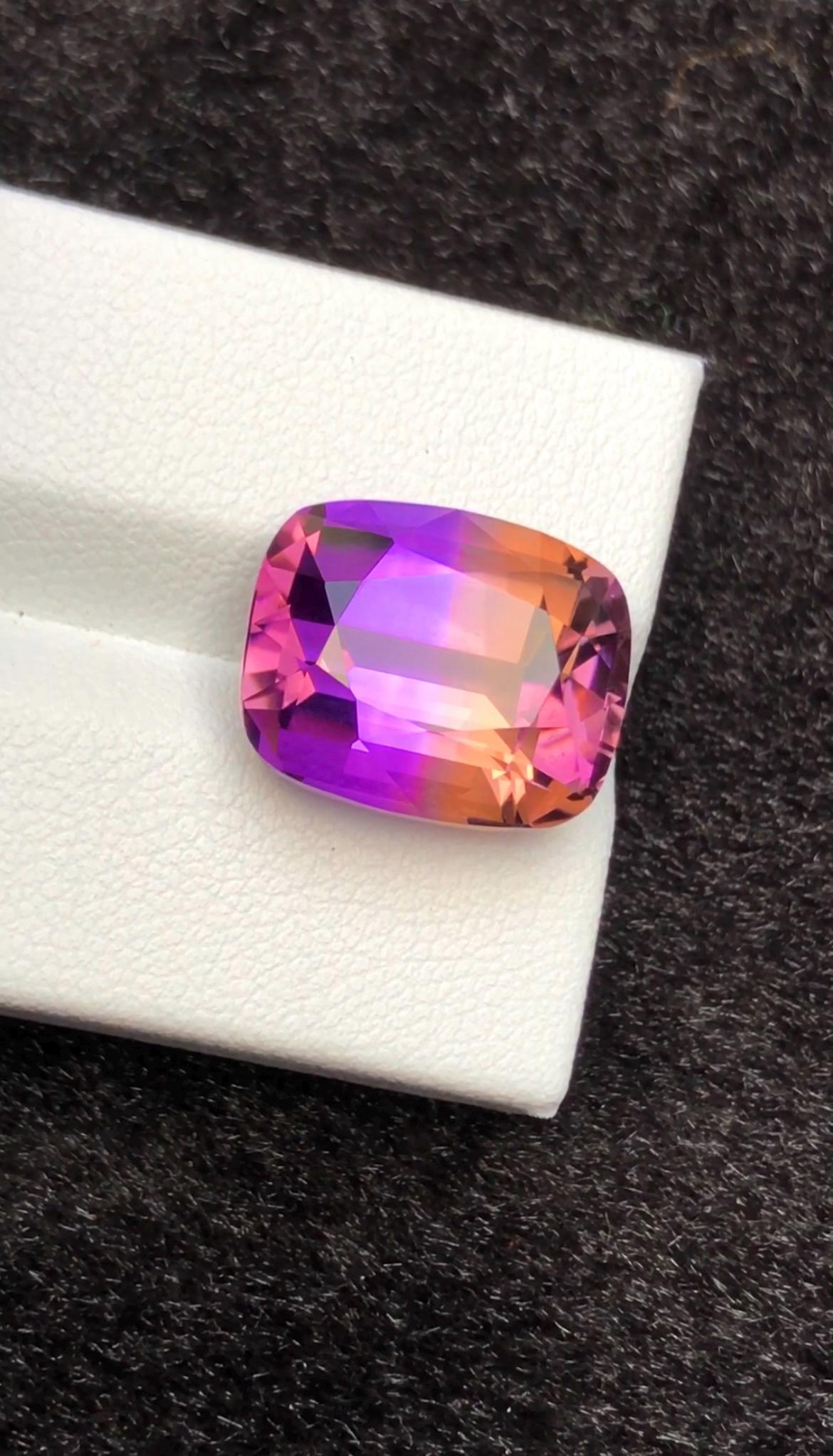 Bi-Color Ametrine 11.75 ct Cushion Cut – Gemstone from Brazil