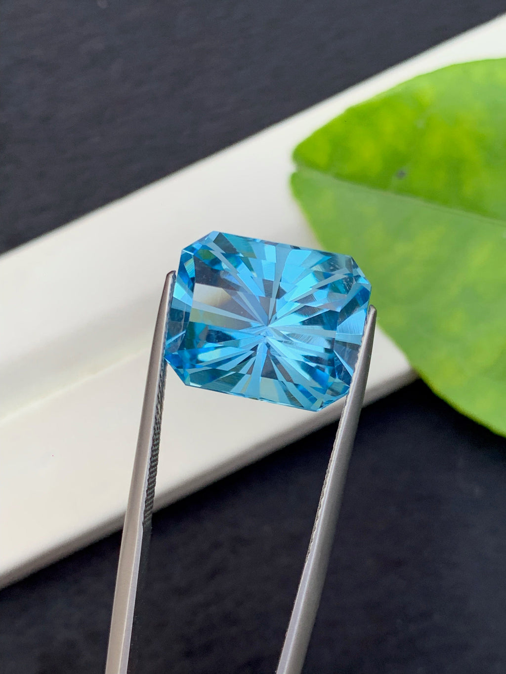 Swiss Blue Topaz Gemstone: 16.50 CT Emerald Cut, December Birthstone