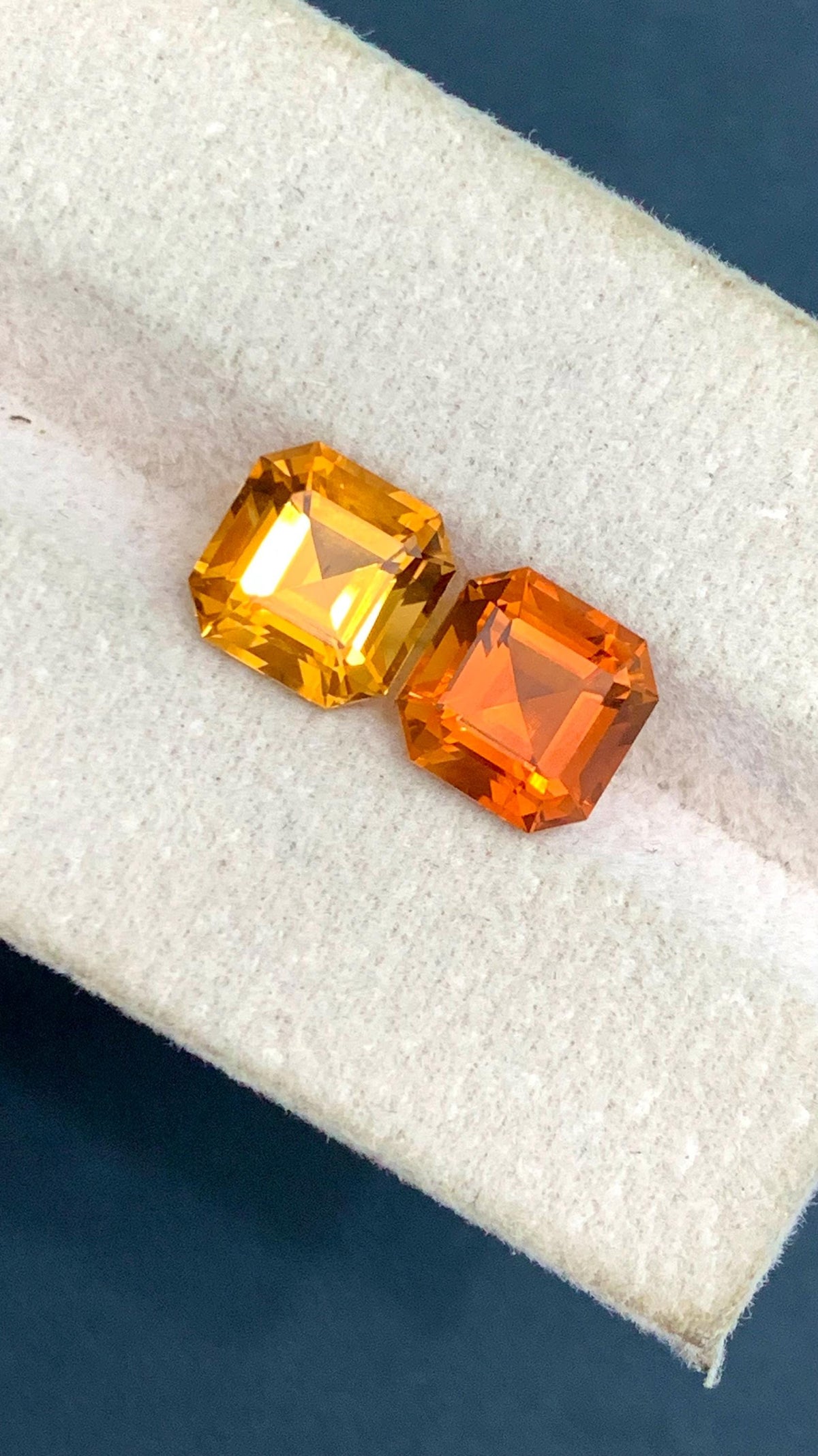 Natural Madeira Citrine Gemstone Pair: Orange Ascher Cut, November Birthstone