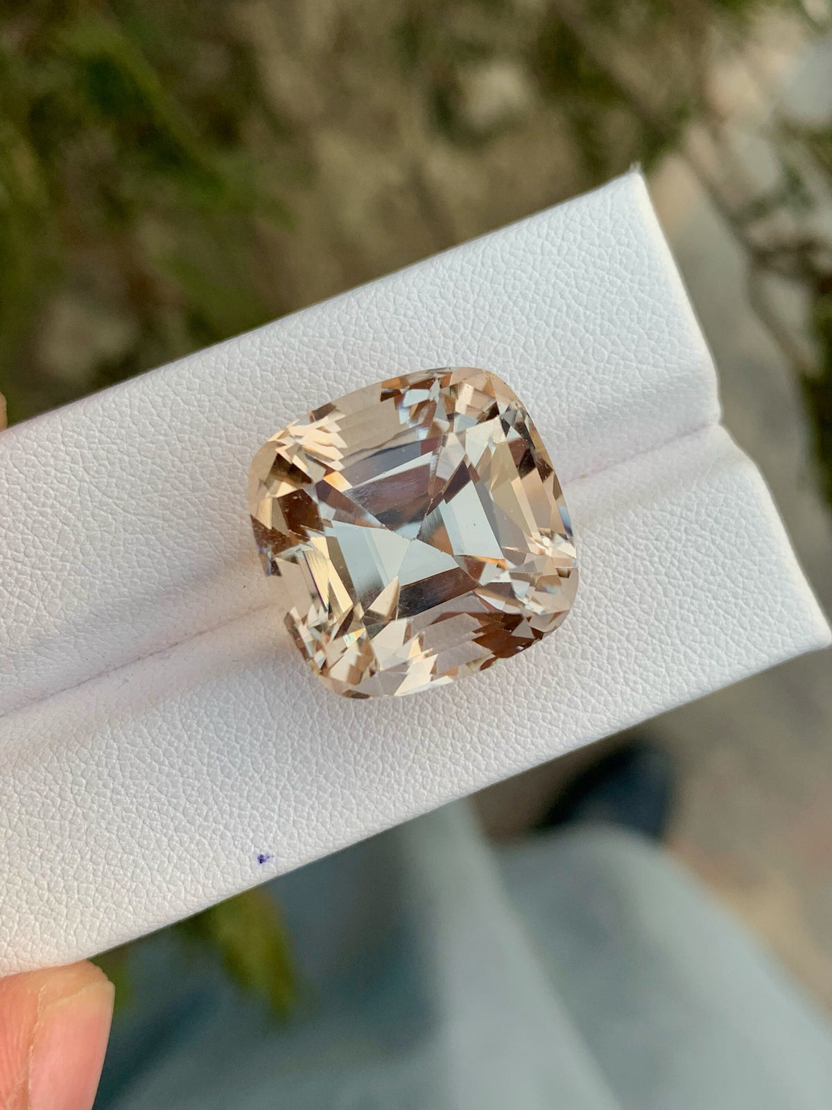 Unheated Imperial Topaz Gemstone: 38.30 CT VVS Cushion Cut