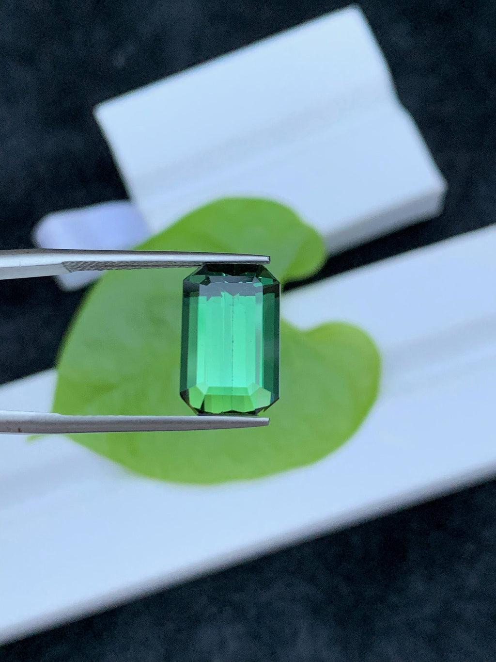 Emerald Cut Bluish Green Tourmaline Gemstone: Natural Elbaite Stone, 5.90 CT