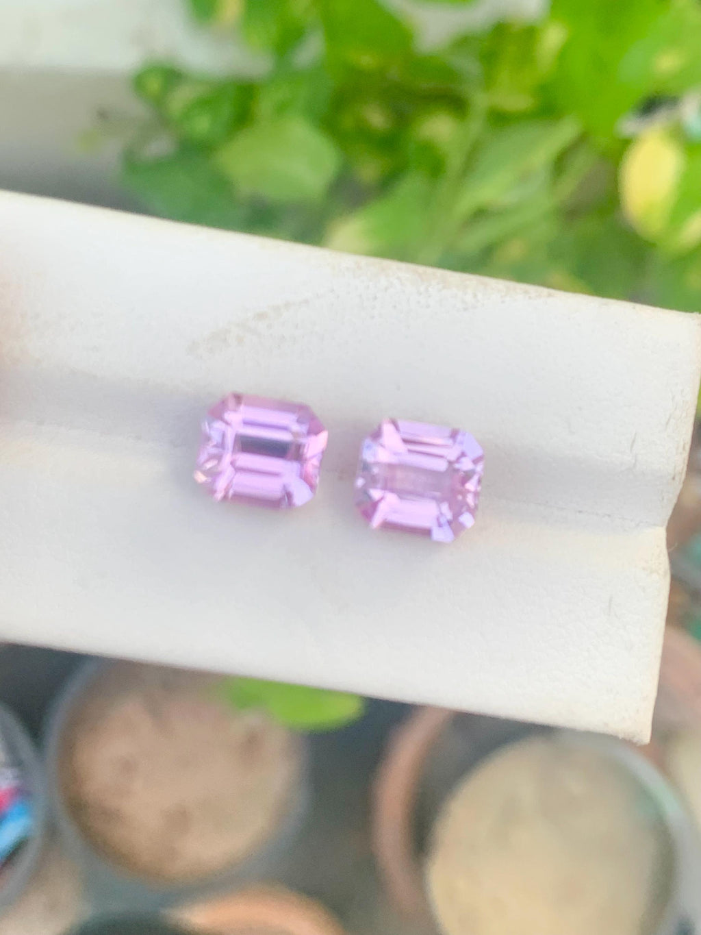 Emerald Cut Pink Kunzite Pair: Natural Gemstone, 9.10 CT