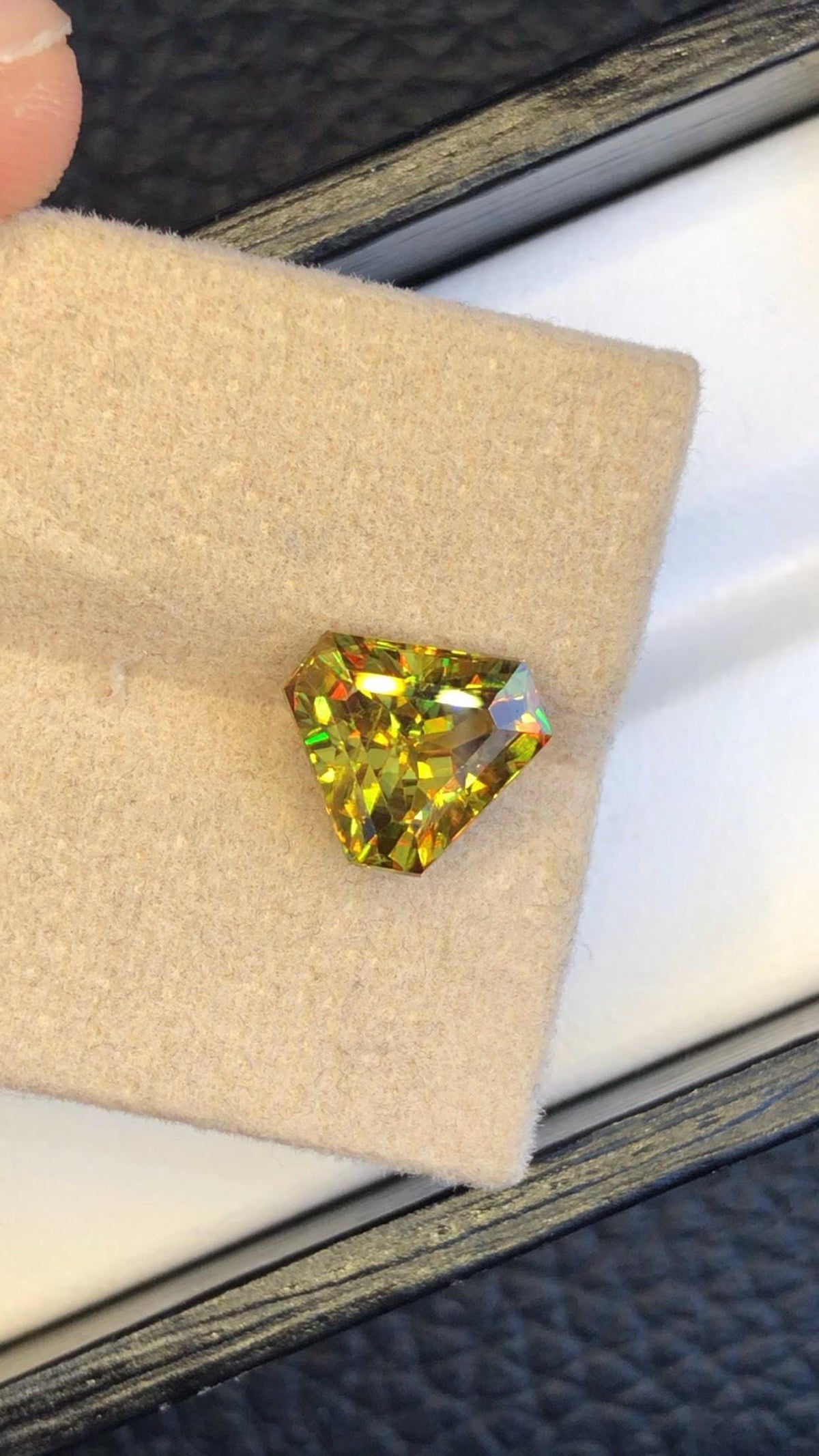 Trillion Cut Sphene Gemstone: 3.10 CT Fire Titanite Stone