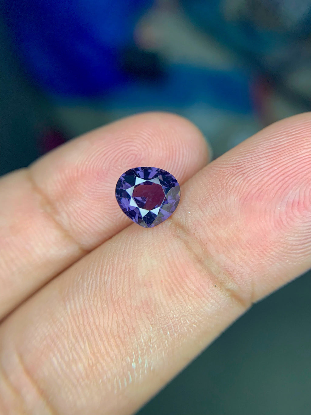 1.65 CT Bluish Purple Spinel Gemstone: Pear Cut, Afghanistan Origin