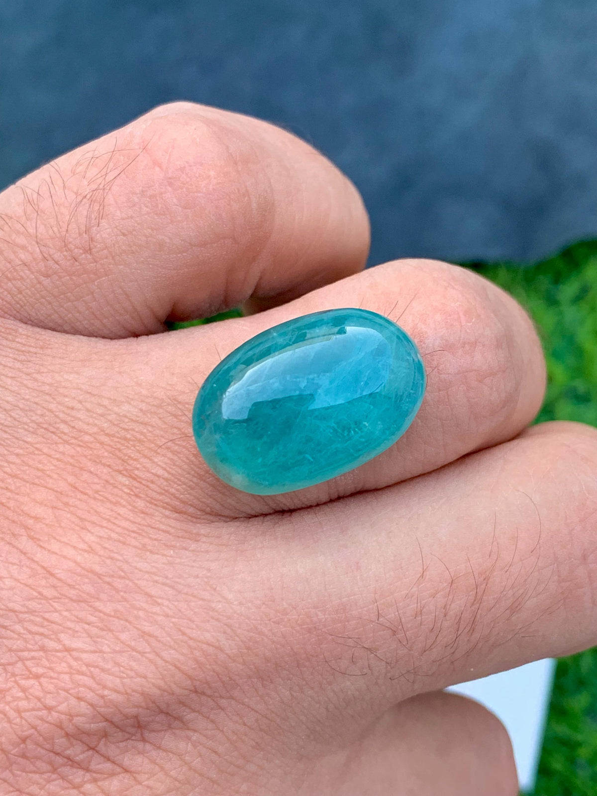 Grandidierite Gemstone Cabochon: Bluish Green, Rare Madagascar Stone, 15.30 Carats