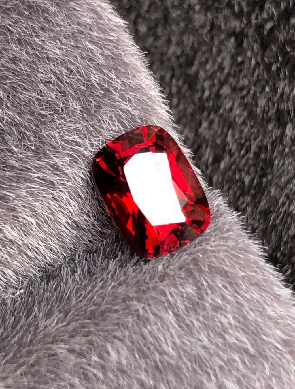 Vivid Red Spinel 1.58ct Step Cushion Cut - Burma Gemstone Loose Stone