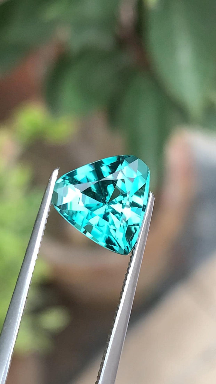 3.10 Carat Natural Lagoon Tourmaline – trillion Cut, Vivid Blue-Green, Eye-Clean, Afghanistan Origin