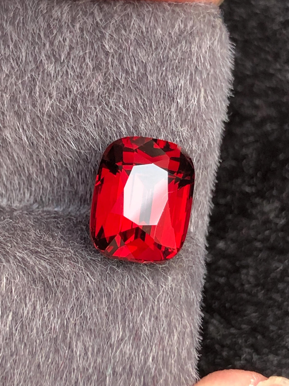 Red Rhodolite Garnet Cushion Cut 3.60 ct from Tanga Mine Tanzania