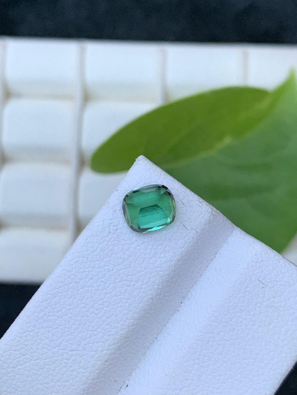 1.40 CT Bluish Green Tourmaline Gemstone: Long Cushion Cut