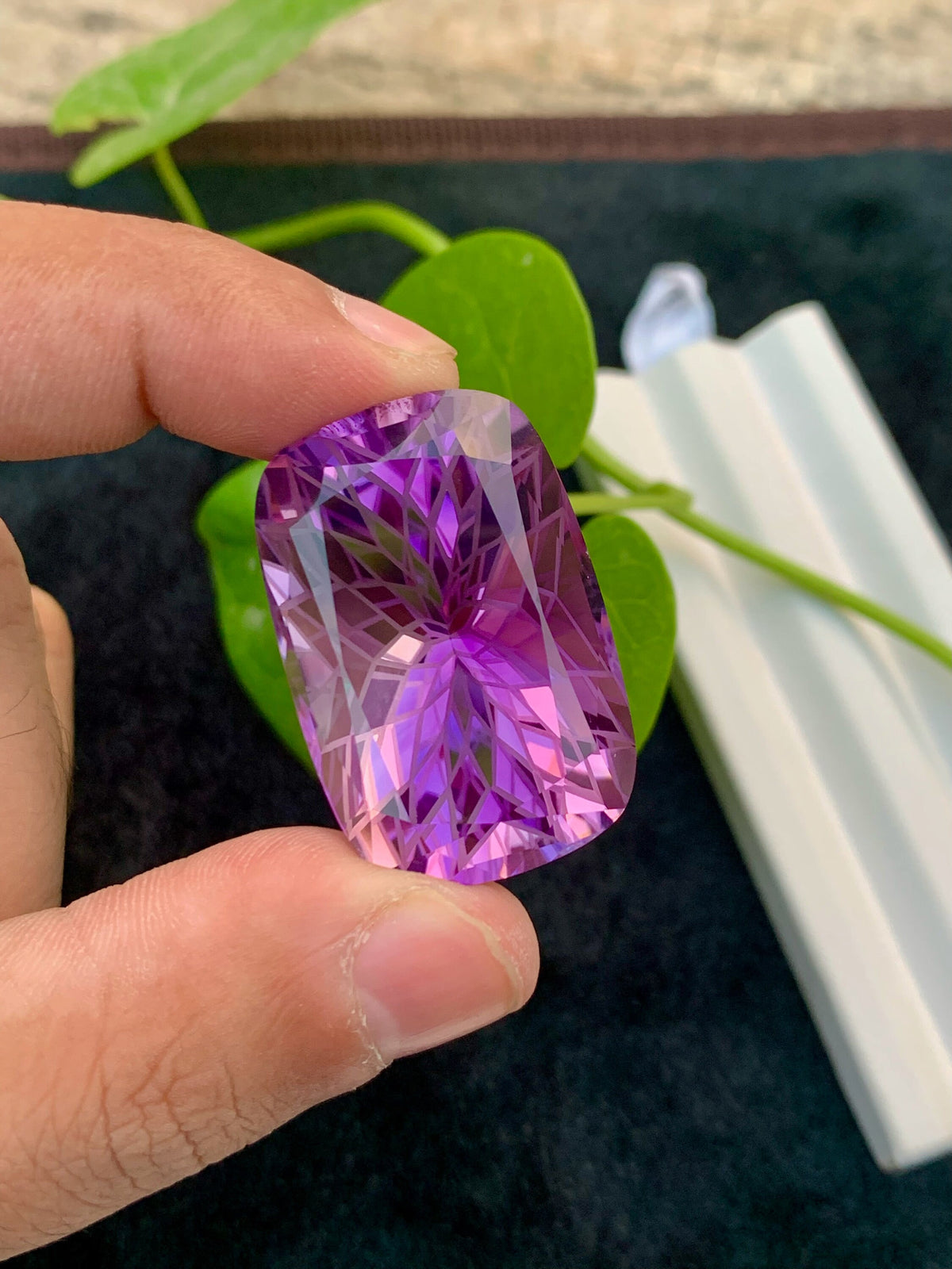 Precision Flower Cut Amethyst Loose Gemstone Big Size - 84.40 Carats