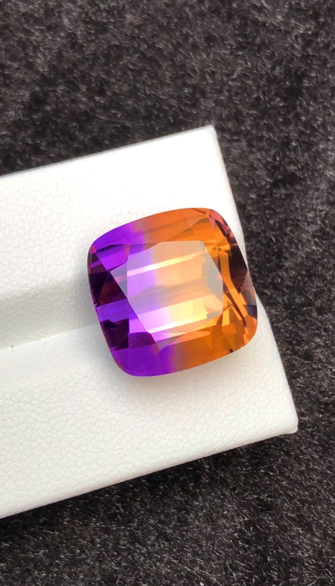 Bi-Color Ametrine 17.35 Ct Cushion Cut – Gemstone from Brazil