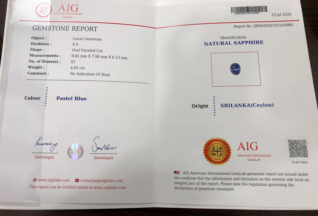 Certified Blue Bi-Color Sapphire 4.05 carat oval Cut Sri Lanka