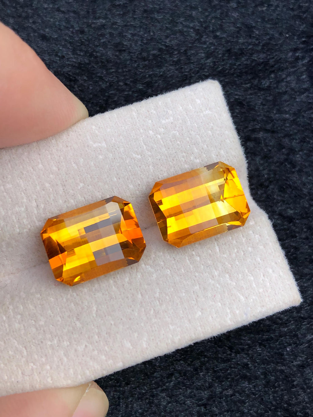 Natural Madeira Citrine Gemstone Pair: Vintage Orange November Birthstone (11.65 Carat)