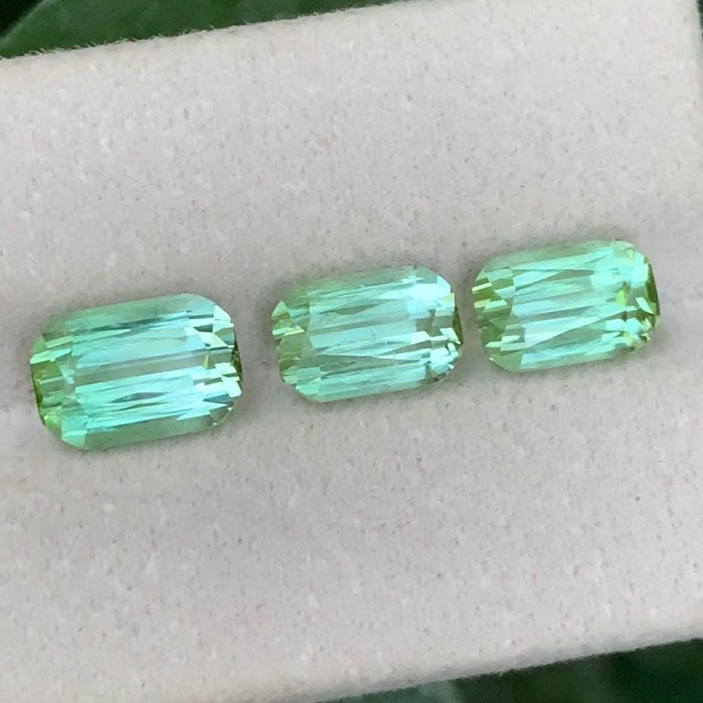 Green  Tourmaline Set 6.85ct – Matching Trio of Faceted Gems from Afghanistan