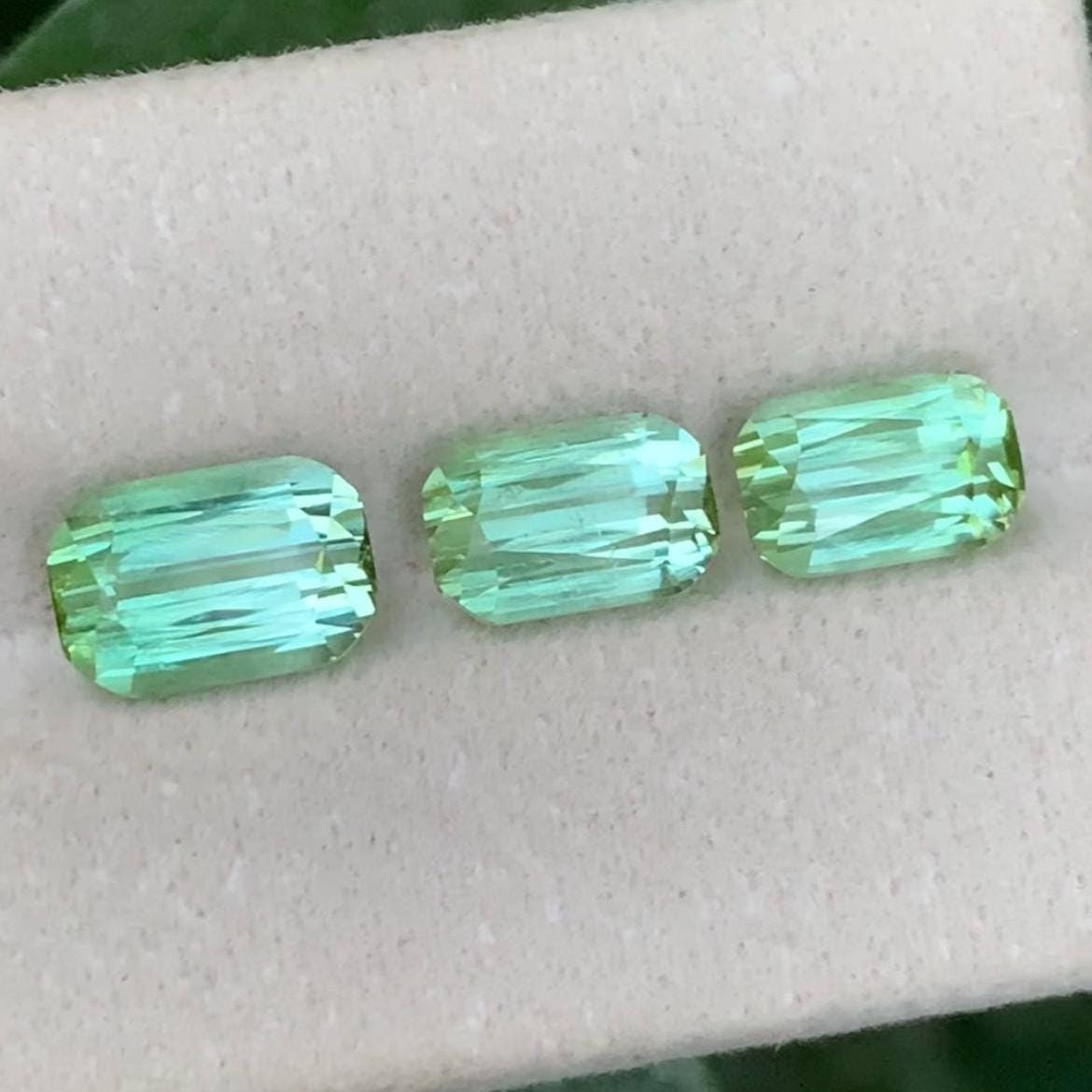 Green  Tourmaline Set 6.85ct – Matching Trio of Faceted Gems from Afghanistan