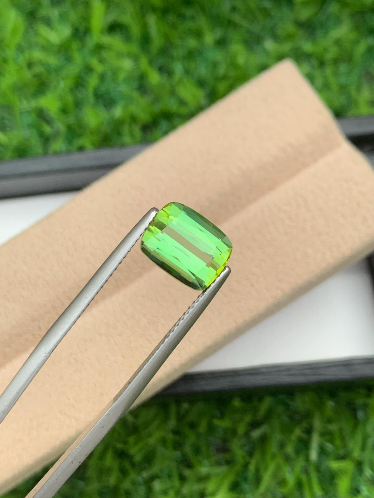 4.35 CT Bluish Green Tourmaline Gemstone: Cushion Cut Ring Stone