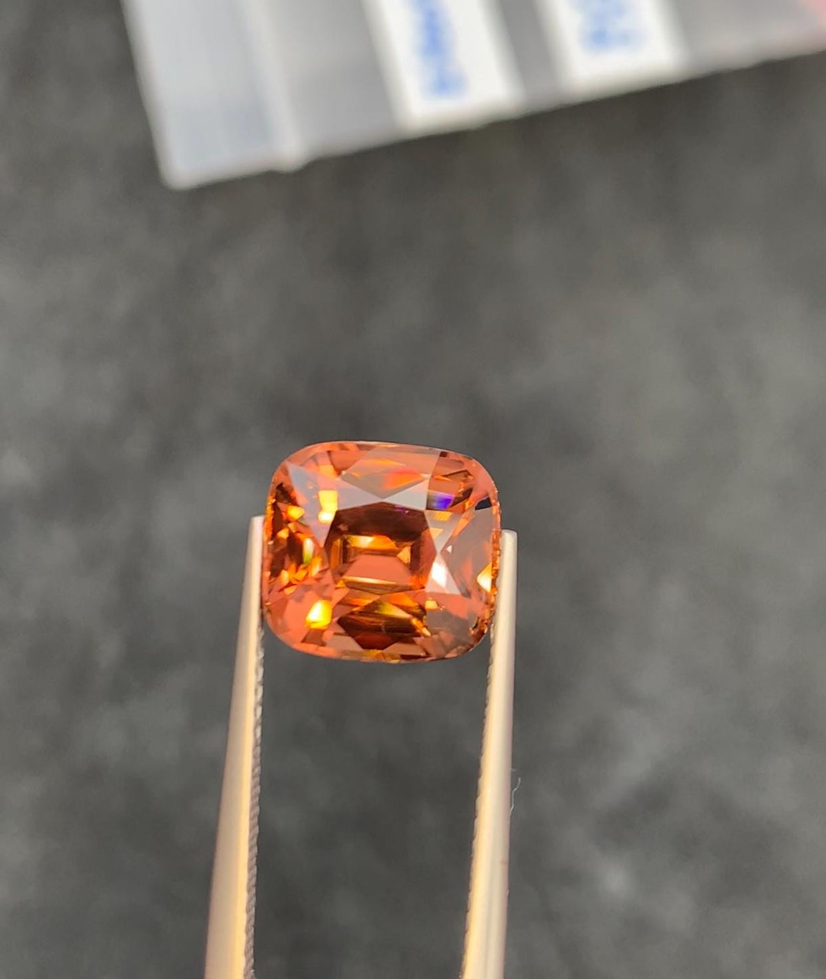 Orange Zircon 6.87ct Cushion Cut with Fire from Sri Lanka