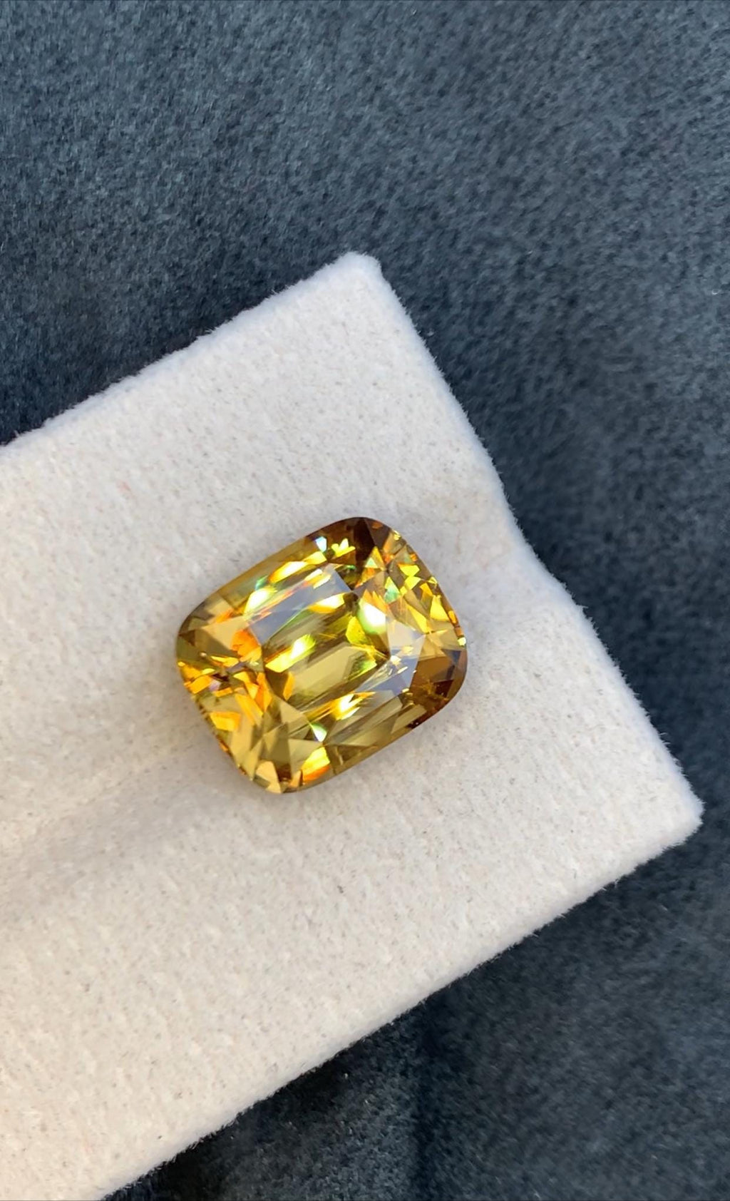 Golden Zircon 10.29ct Cushion Cut Full of Fire from Sri Lanka