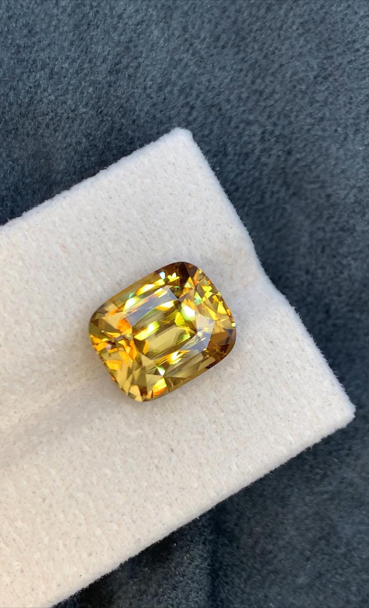 Golden Zircon 10.29ct Cushion Cut Full of Fire from Sri Lanka