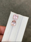 Natural Pink Morganite Set: Cushion & Oval Cut Gemstones, 5.05 Carat
