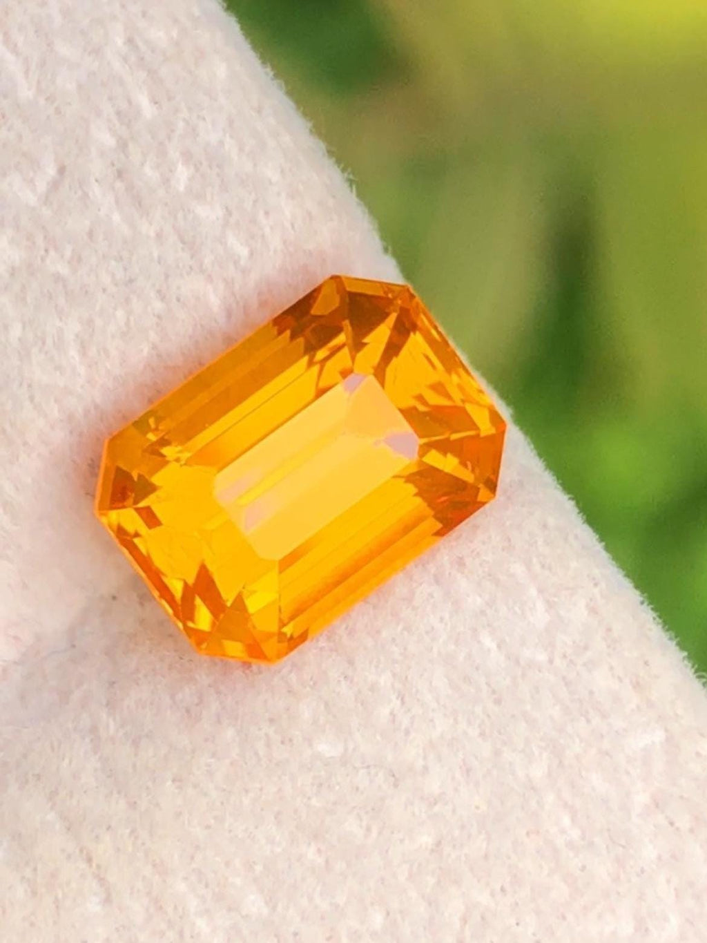 Orangy Yellow Sapphire 3.02 ct Emerald Octagonal Cut Madagascar With Certificate