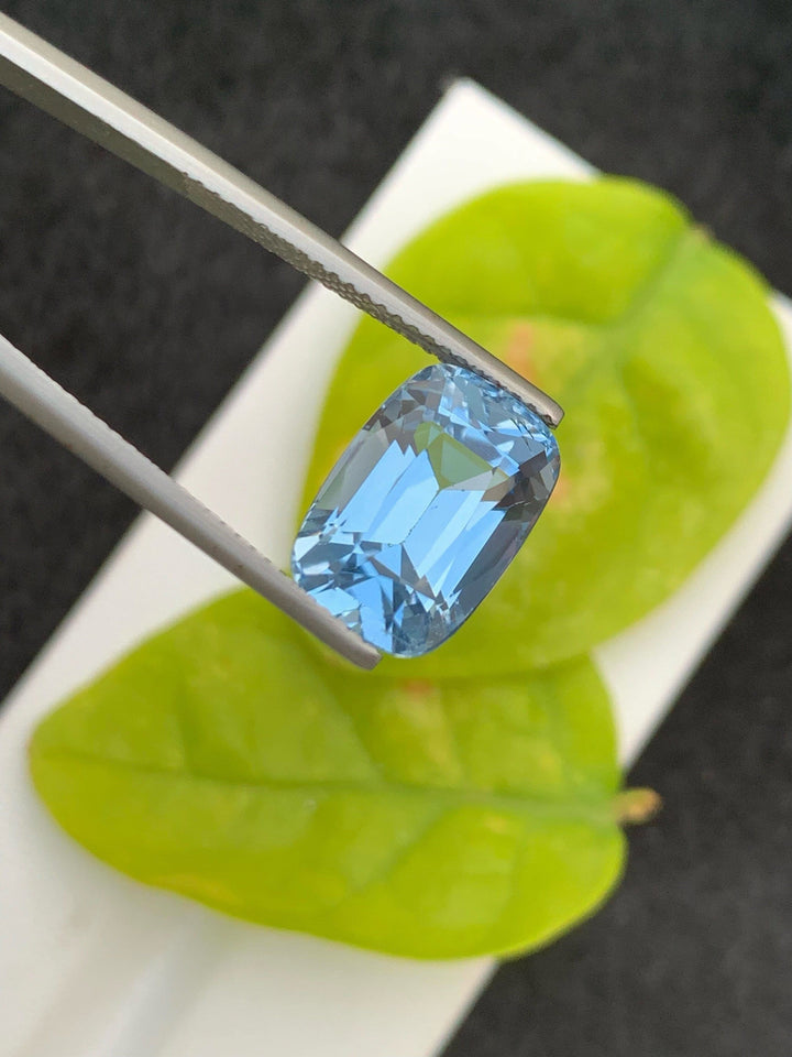 Natural Santa Maria Aquamarine Gemstone: 7.25 CT Cushion Cut, Brazil