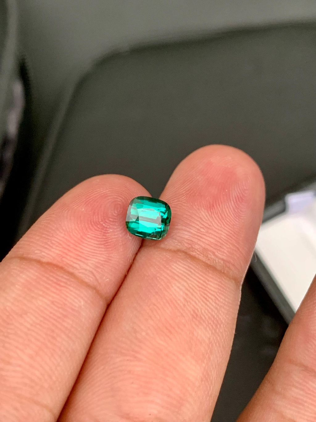 Neon Blue Lagoon Tourmaline Stone: 1.27 CT Cushion Cut Gemstone