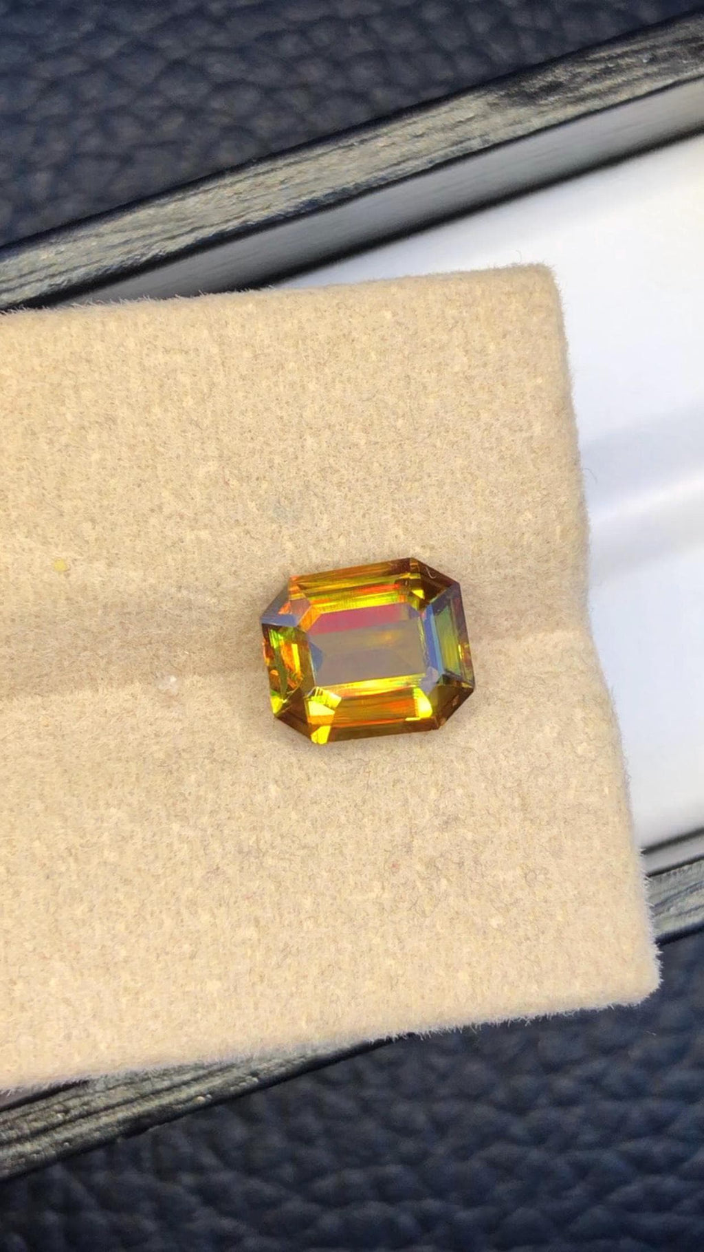 2.40 CT Emerald Cut Sphene Gemstone: Greenish Yellow Titanite, August Birthstone