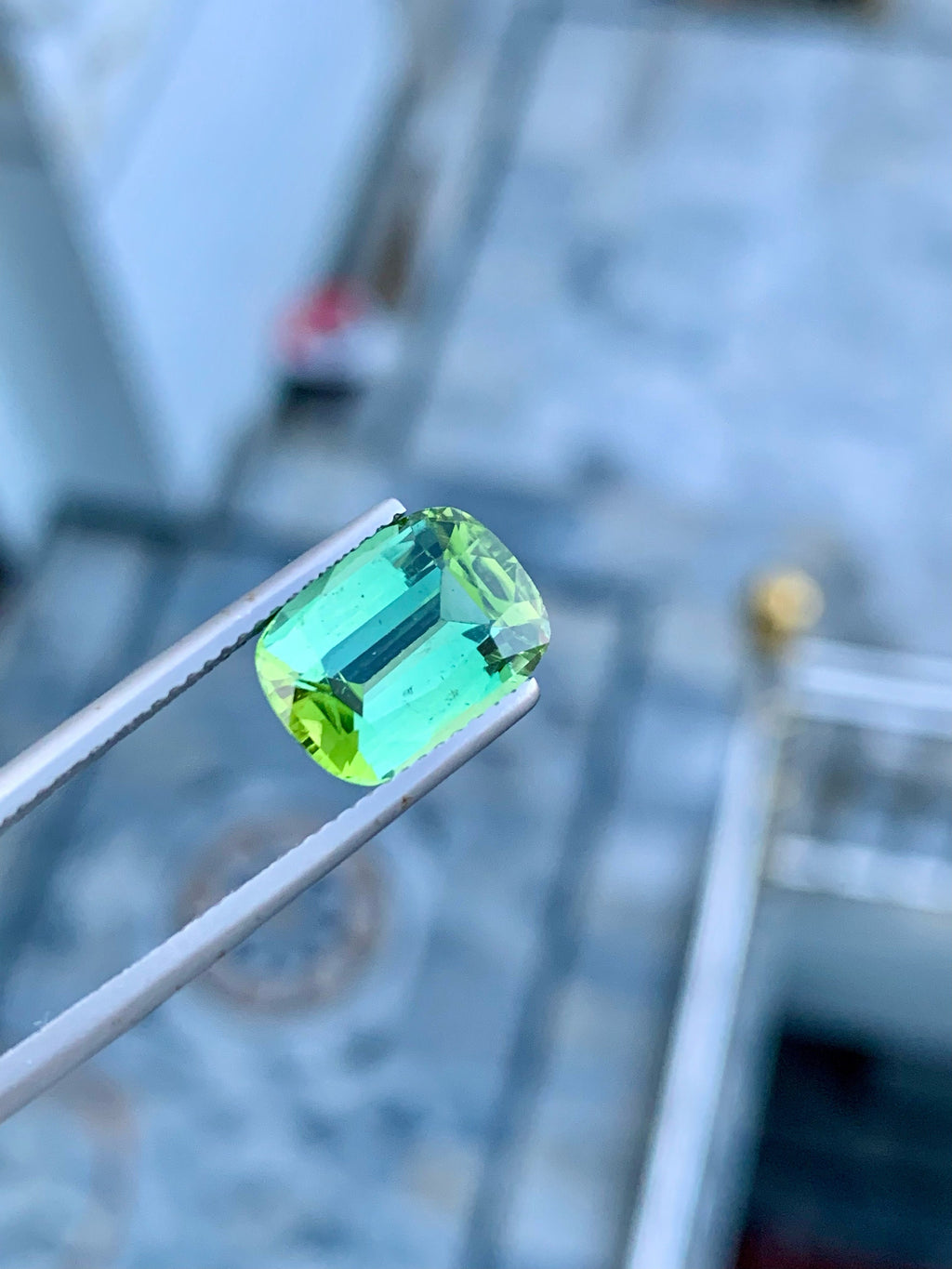 Natural Blue Green Tourmaline Gemstone For Ring Making , Cushion Cut Tourmaline Stone , 4.60 CT