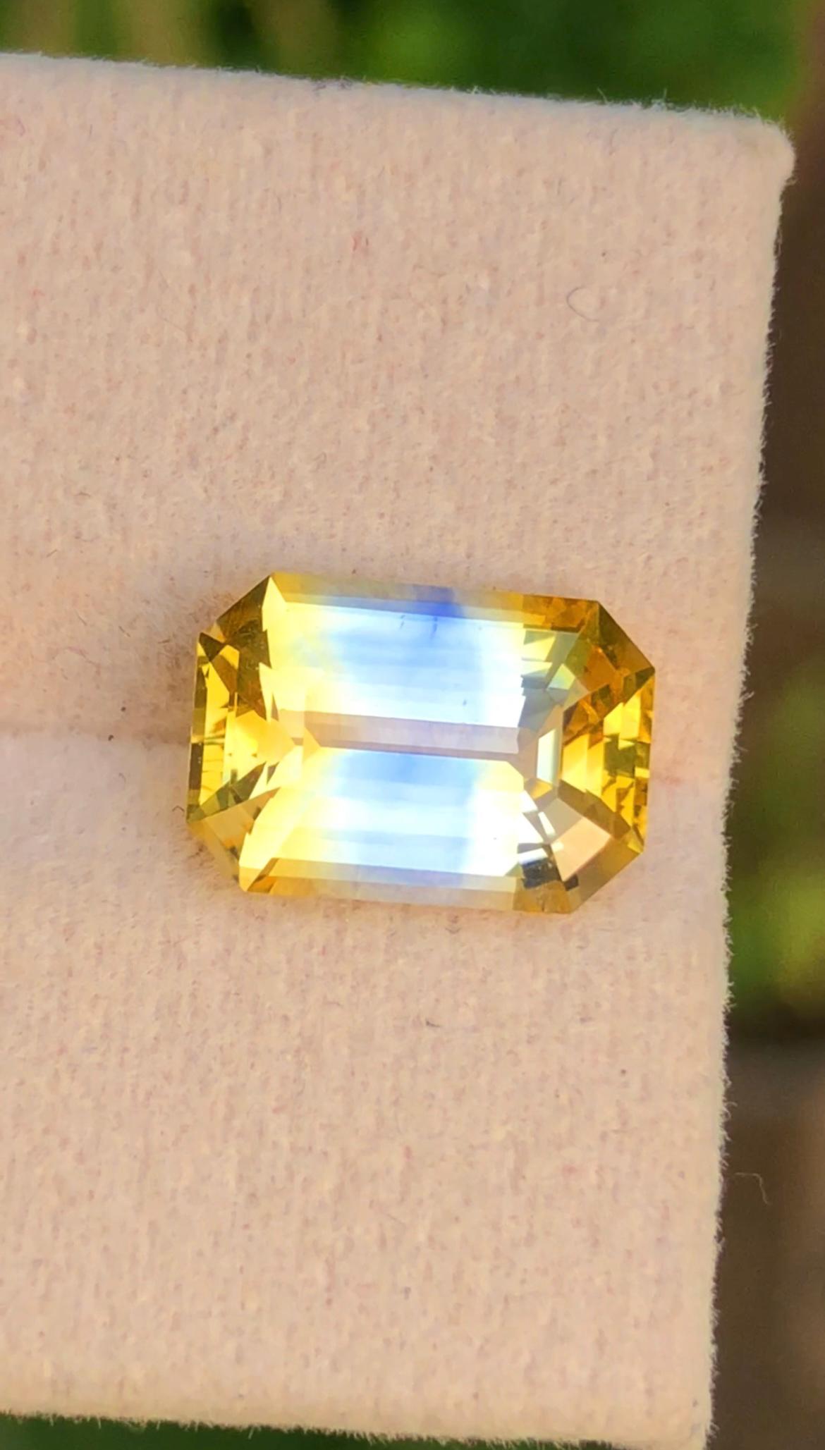 Yellow Sapphire 3.53 ct Emerald Octagonal Cut From Ceylon Srilanka No Heat