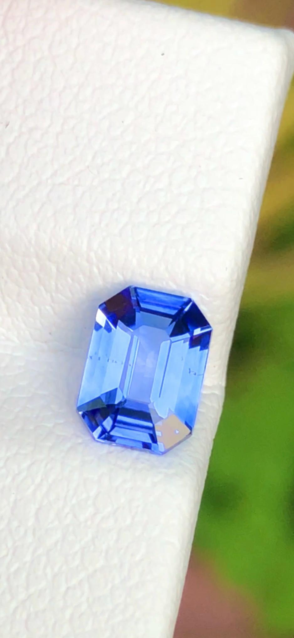 Royal Blue Sapphire 1.16ct Emerald Cut